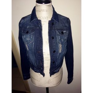 Distressed Dark Denim Jacket